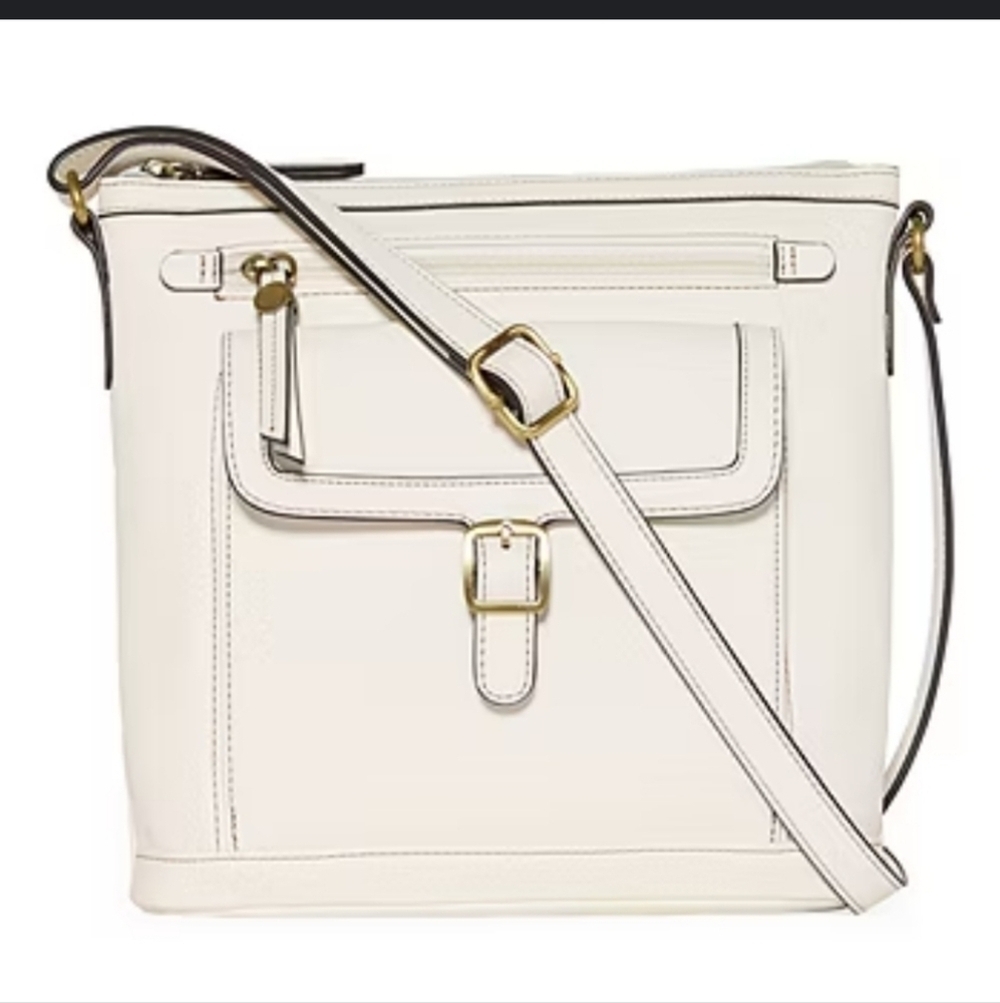 ST. JOHN'S BAY White Laura Faux Leather Crossbody Bag